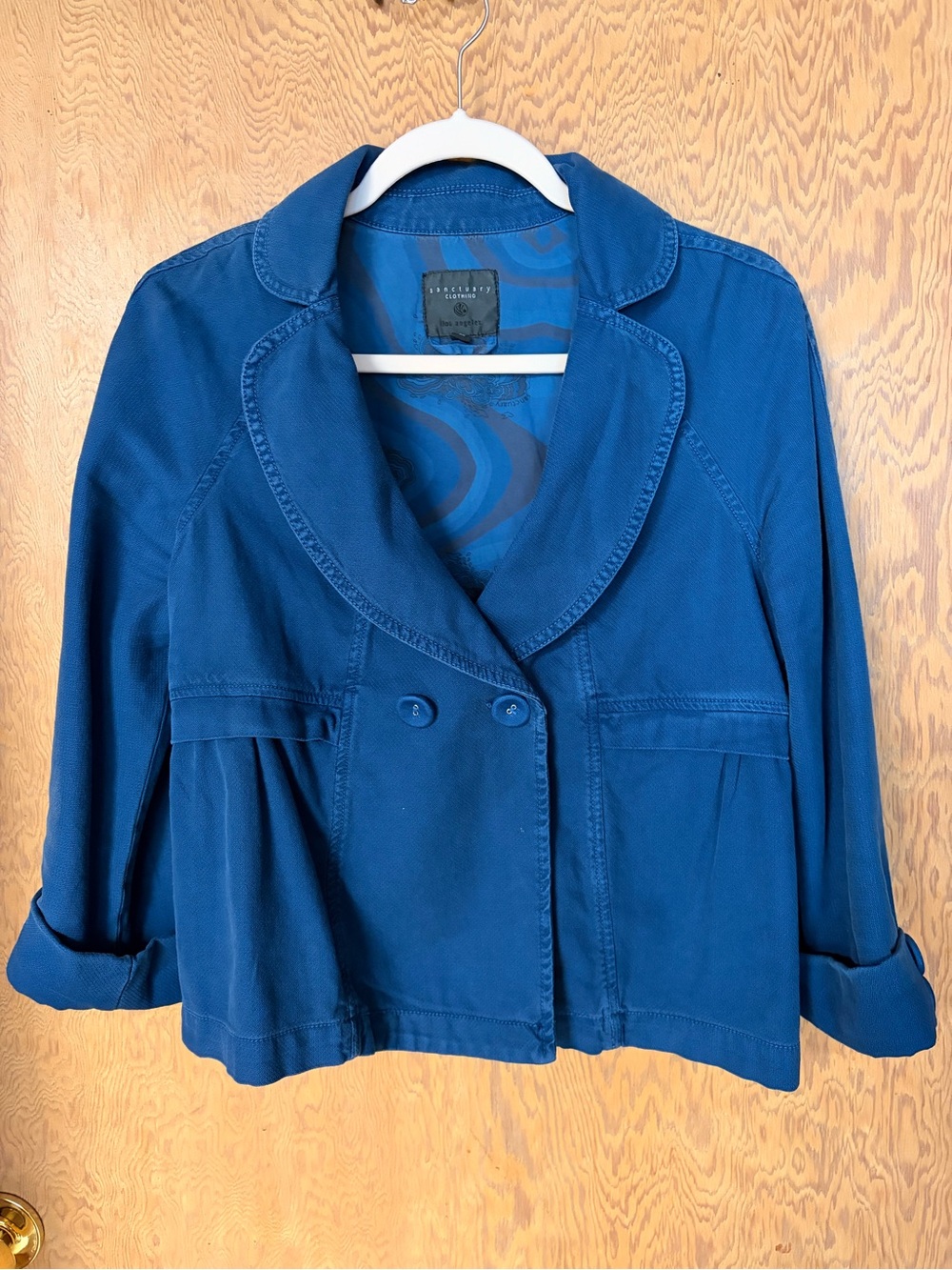 Sanctuary Royal Blue Double-Breasted Peplum Blazer by Anthropologie